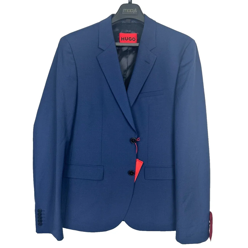 Hugo Boss Suit Jacket Size 44R Medium Blue Modern Fit Wool Blend Karl-Tom244X